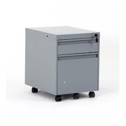 Caisson mobile 1 Tiroir à clés + 1 Doss, susp. - METAL GRIS CLAIR- Z